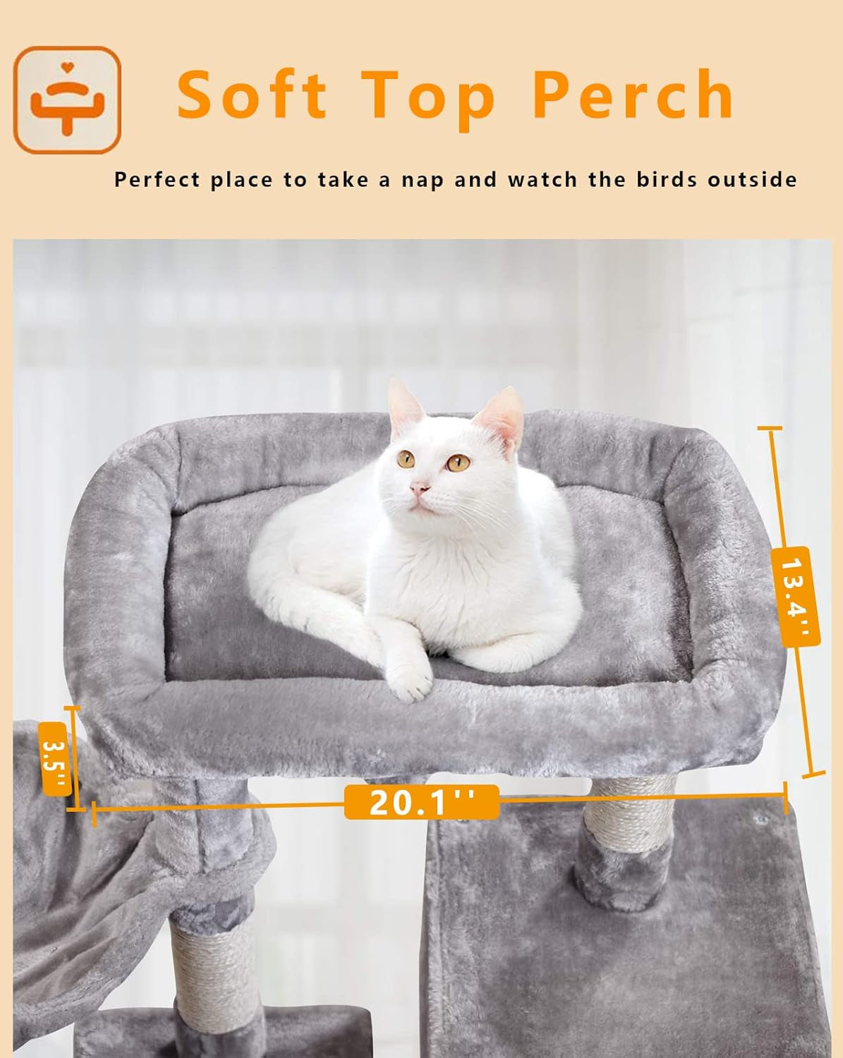Cat Tree Tower 36.7In with Padded Plush Perches, Condo, Hammock & Cat Scratching Post for Kittens, Large Cats, Gray