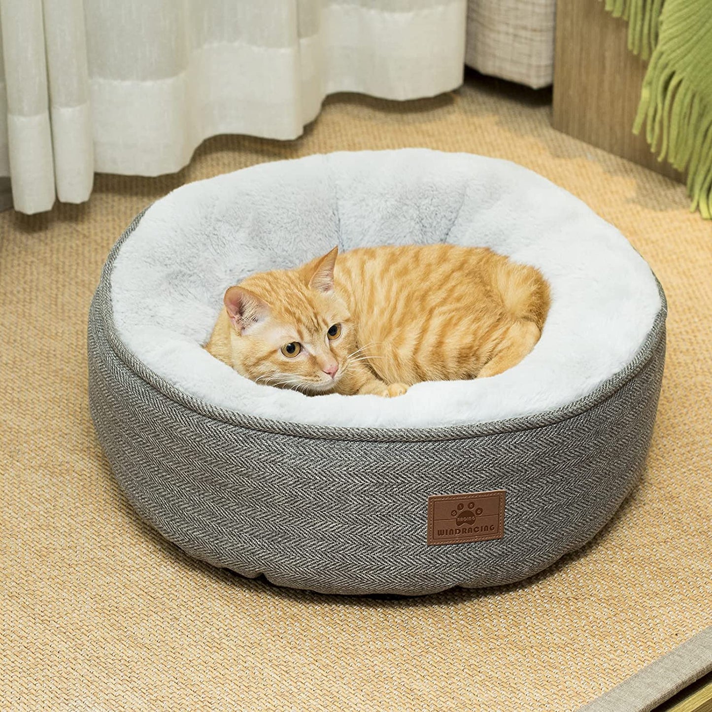 Cat Beds ,Kitten Bed,Dog Bed for Extra Small Dogs Breeds,Puppy Kennel Bed, Comfy Durable Pet Sleeping Bed, Washable Roun Cat Bed & Non-Slip Bottom, Size 18"L X 18"W X 6.5"Th