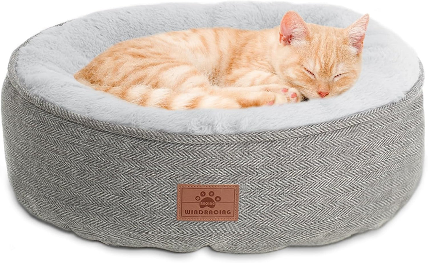 Cat Beds ,Kitten Bed,Dog Bed for Extra Small Dogs Breeds,Puppy Kennel Bed, Comfy Durable Pet Sleeping Bed, Washable Roun Cat Bed & Non-Slip Bottom, Size 18"L X 18"W X 6.5"Th