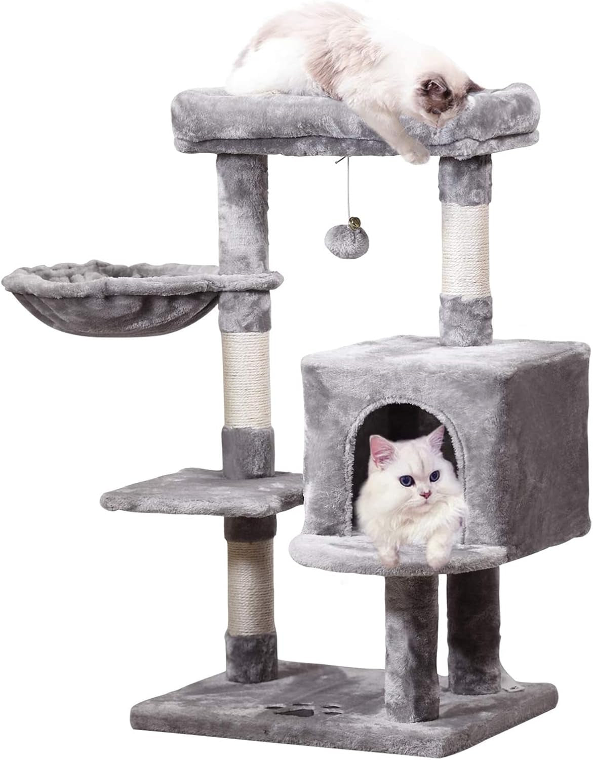 Cat Tree Tower 36.7In with Padded Plush Perches, Condo, Hammock & Cat Scratching Post for Kittens, Large Cats, Gray